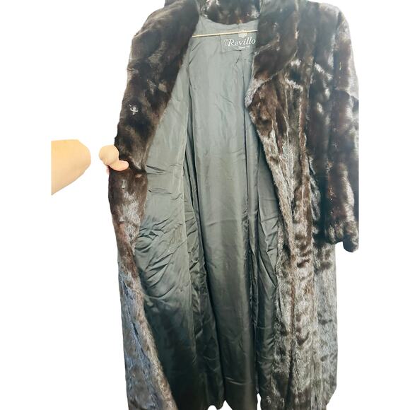 Revillon Paris Brown Black Vintage 70s Genuine Mink Fur Full Length Coat - Picture 10 of 14